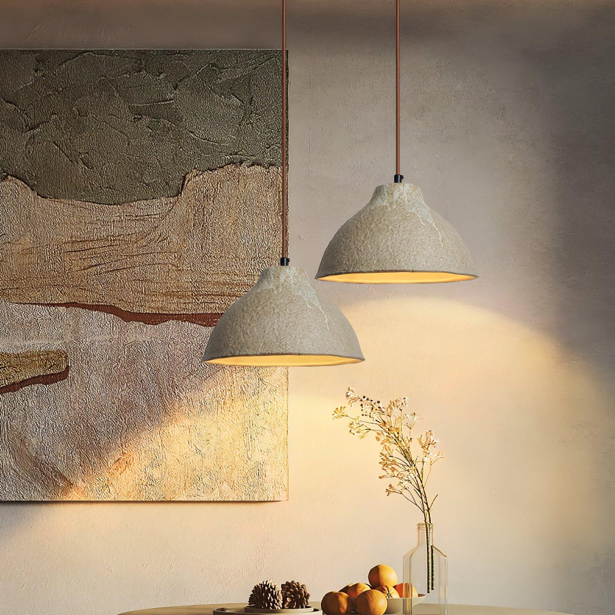 Aldaia Retro hanglamp van keramiek en hout