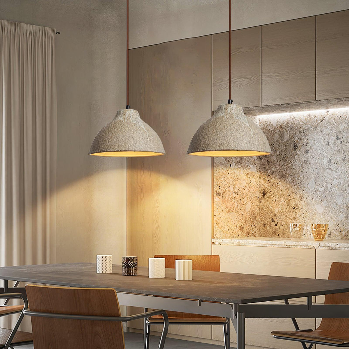 Aldaia Retro hanglamp van keramiek en hout