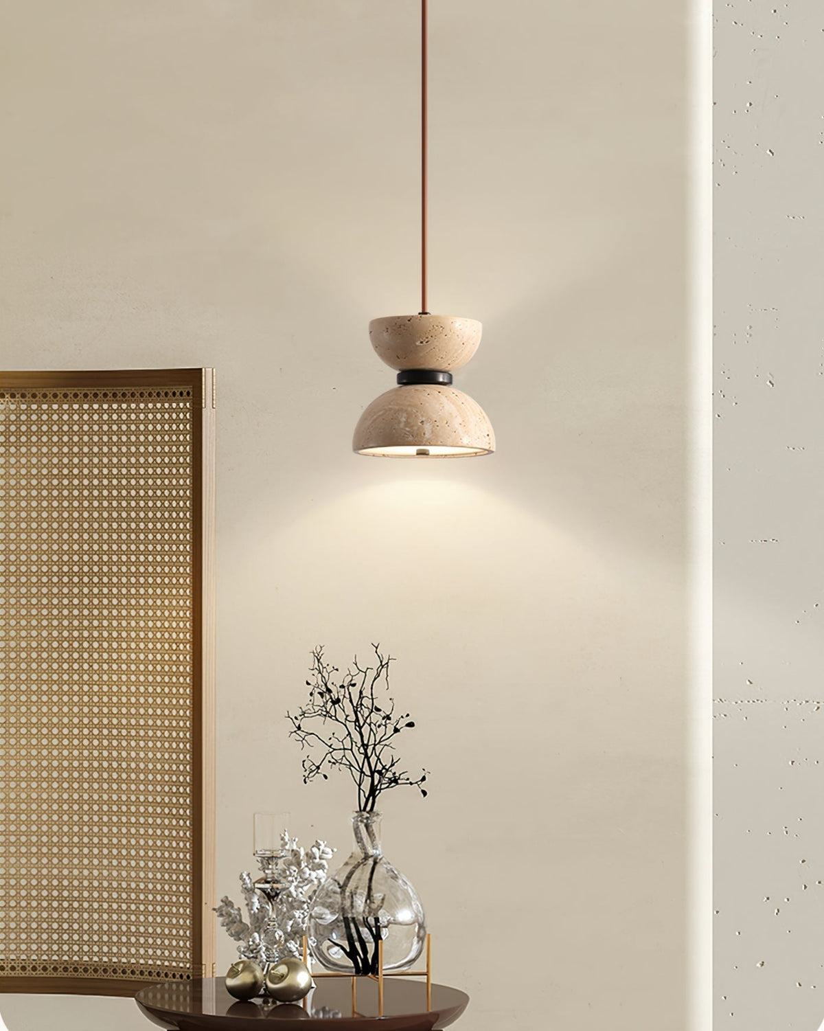 Tersus travertin Hourglass hanglamp Dubbele koepel