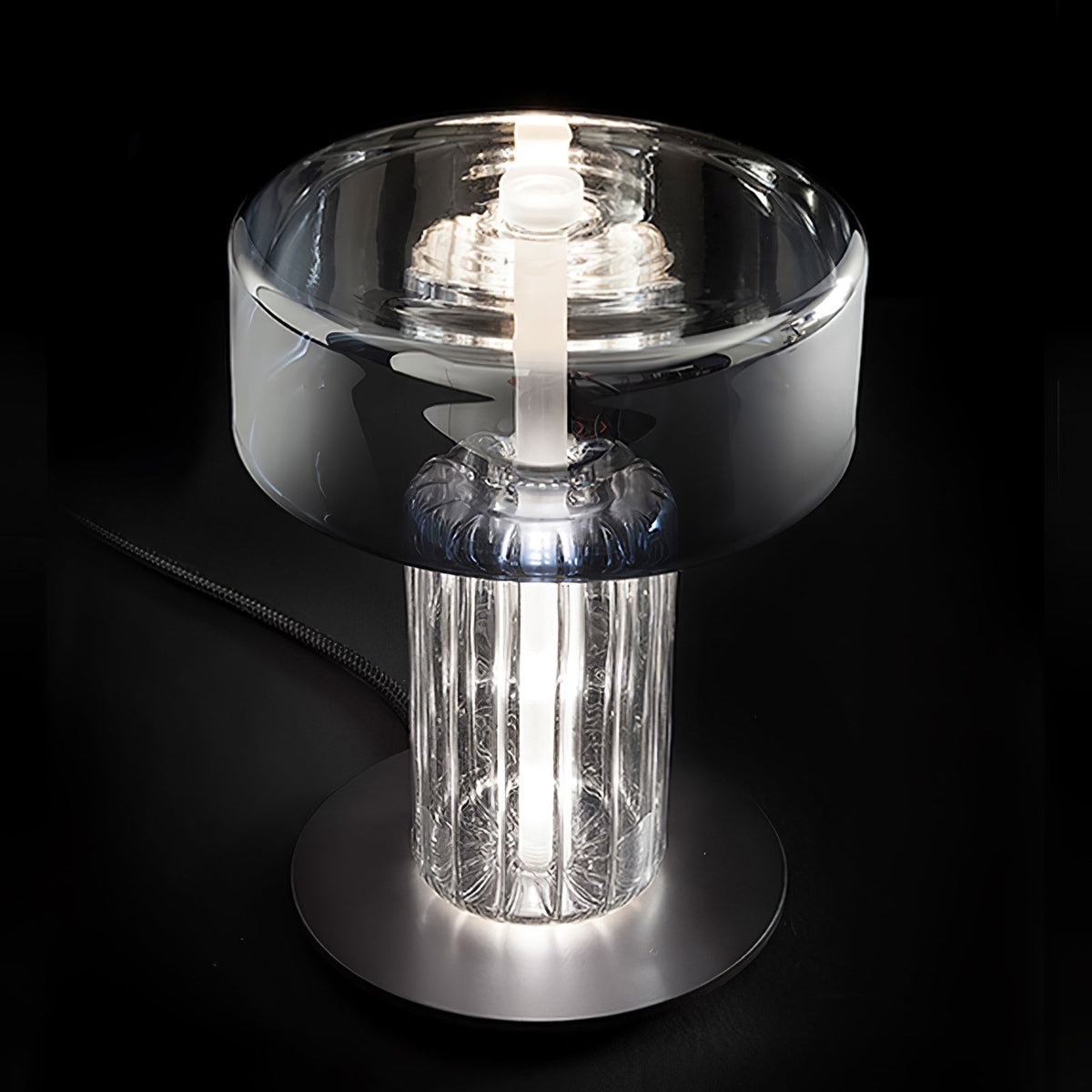Svora moderne tafellamp van rookgrijs glas
