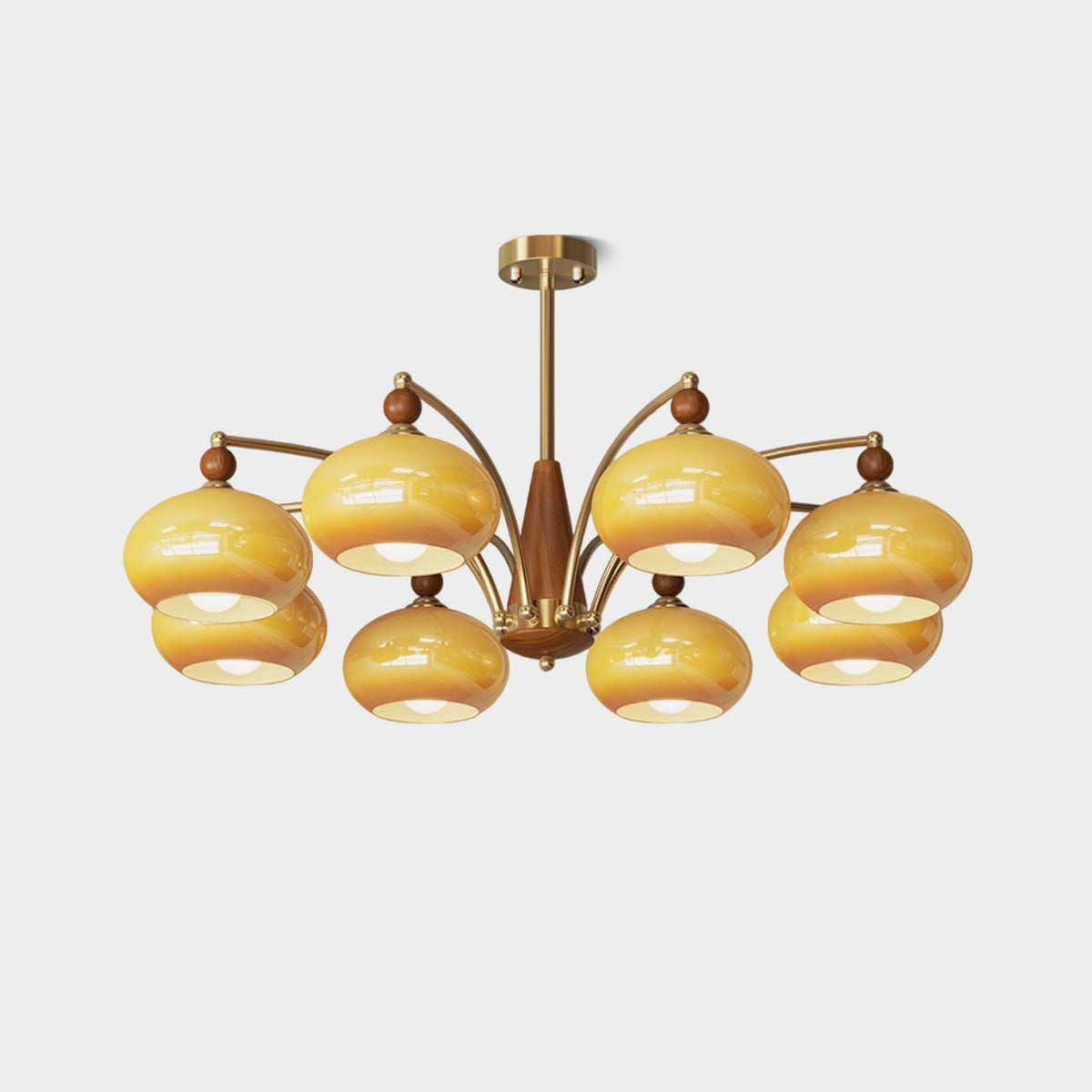 Vevely Retro hanglamp van messing met gele glasbol