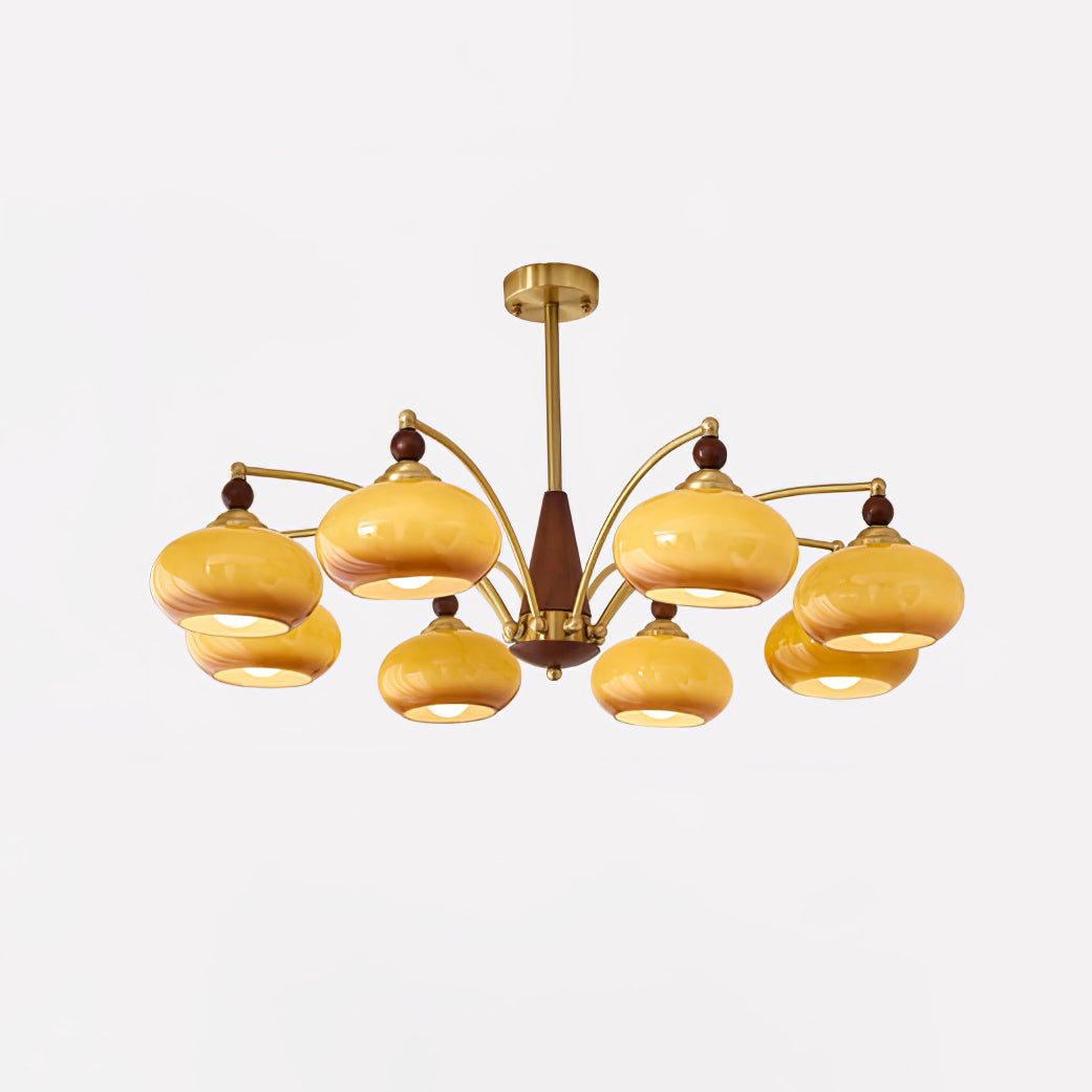 Vevely Retro hanglamp van messing met gele glasbol