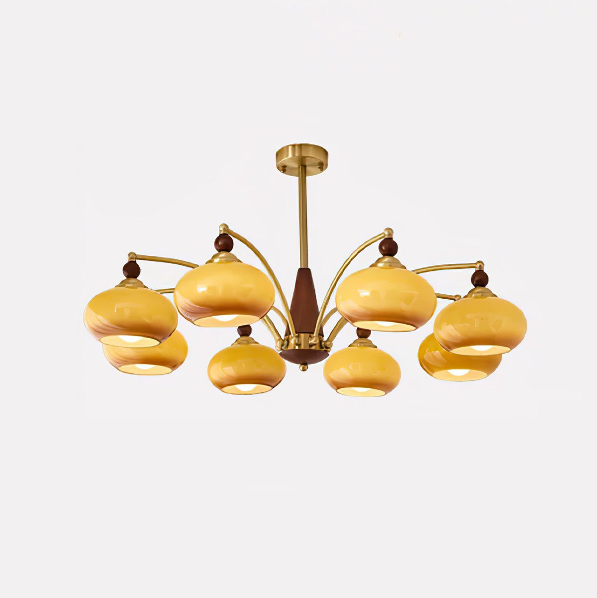 Vevely Retro hanglamp van messing met gele glasbol