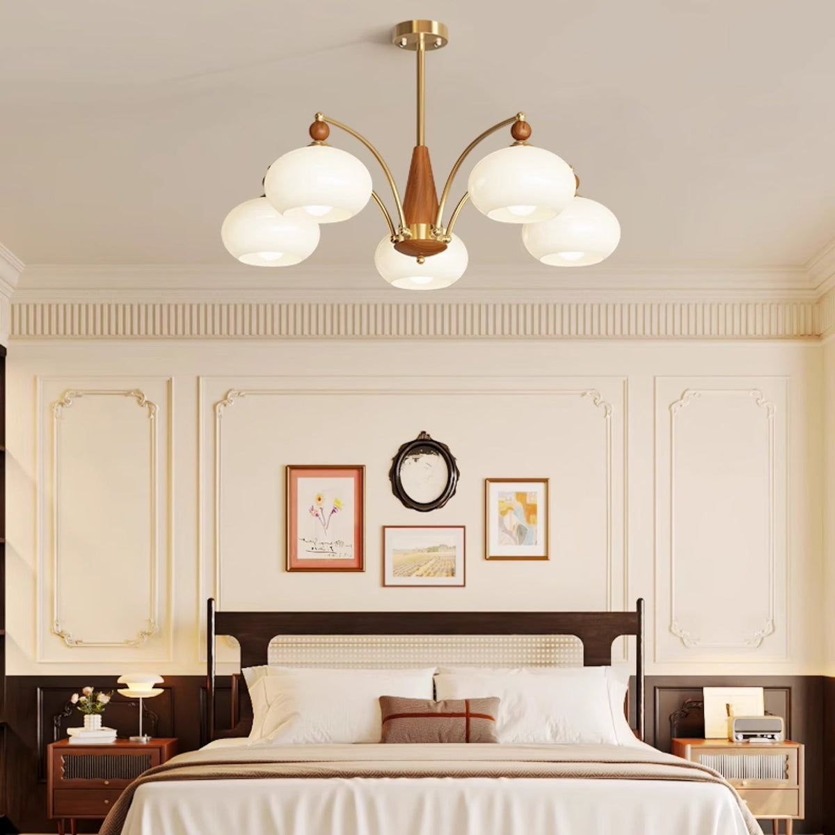 Vevely Retro hanglamp van messing met gele glasbol