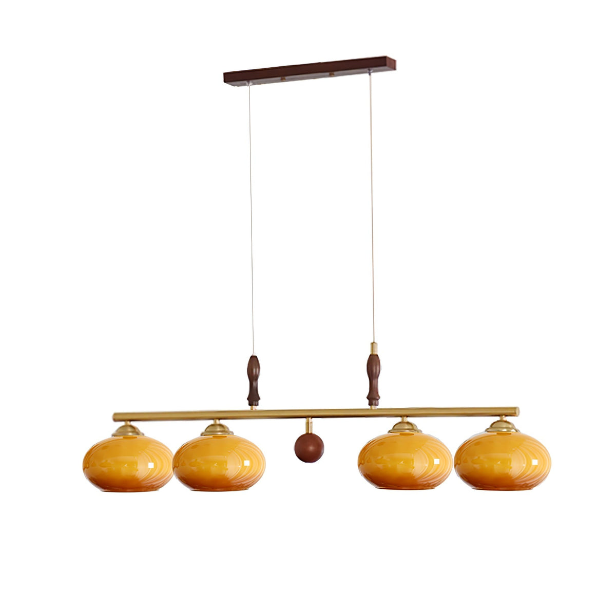 Vevely Retro hanglamp van messing met gele glasbol