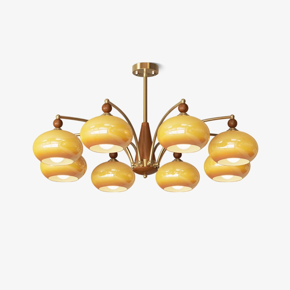Vevely Retro hanglamp van messing met gele glasbol