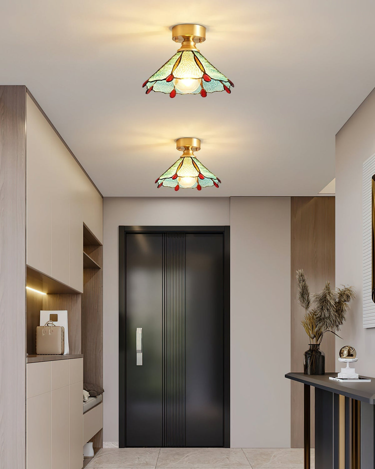 Nexo Tiffany-stijl plafondlamp met geëmailleerd glas