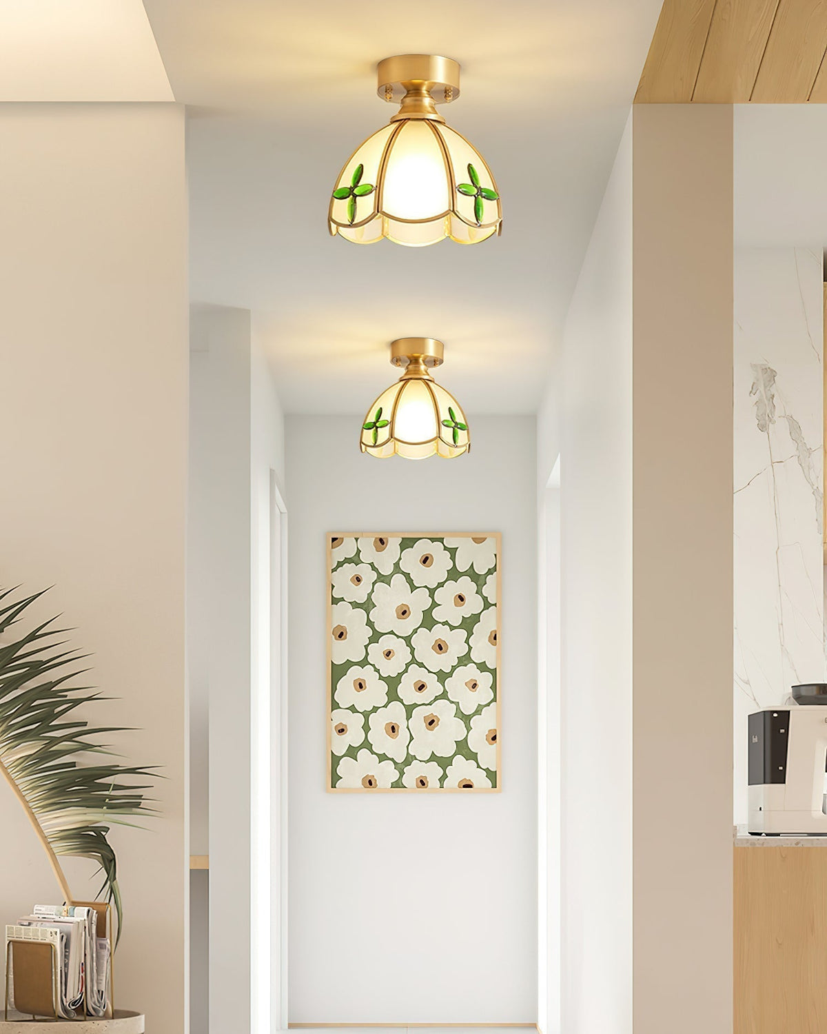 Nexo Tiffany-stijl plafondlamp met geëmailleerd glas