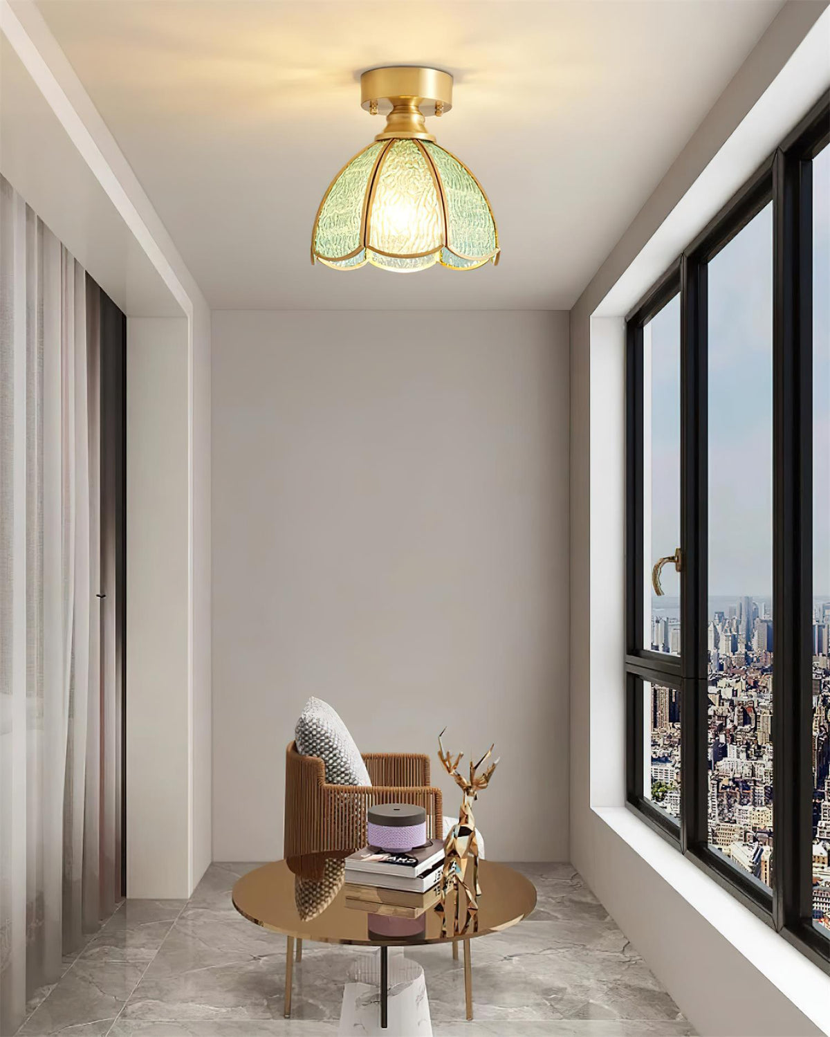 Nexo Tiffany-stijl plafondlamp met geëmailleerd glas
