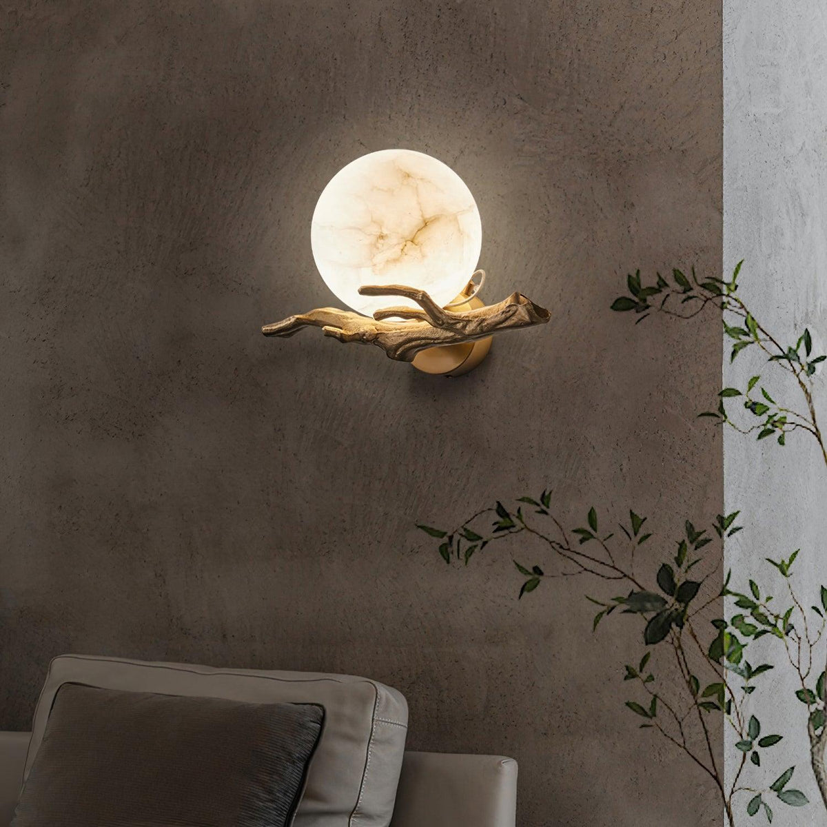 Erixa Retro Twigs messing marmeren wandlamp