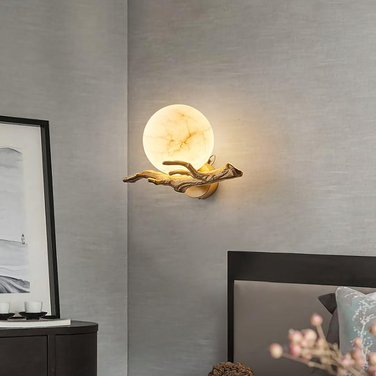 Erixa Retro Twigs messing marmeren wandlamp