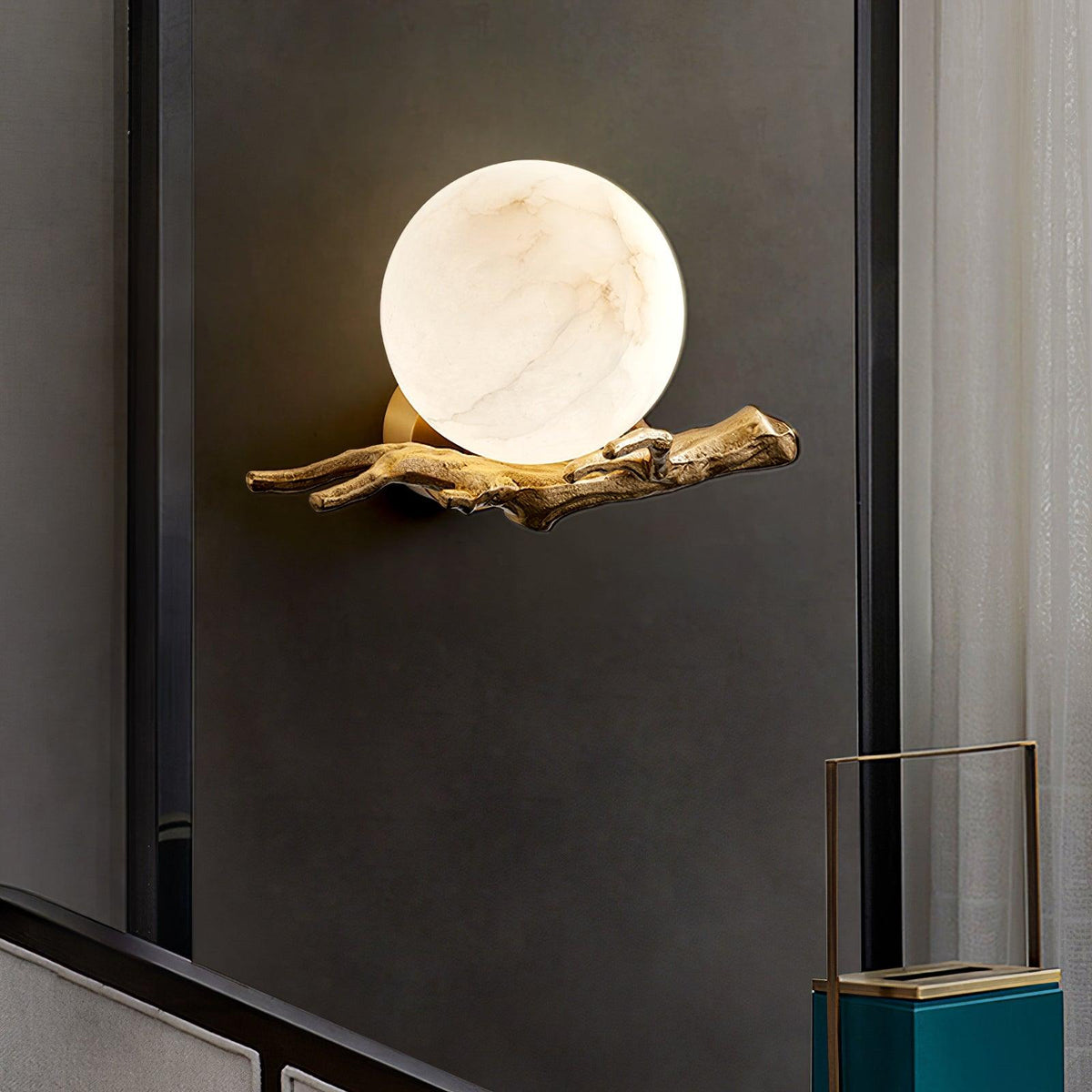 Erixa Retro Twigs messing marmeren wandlamp