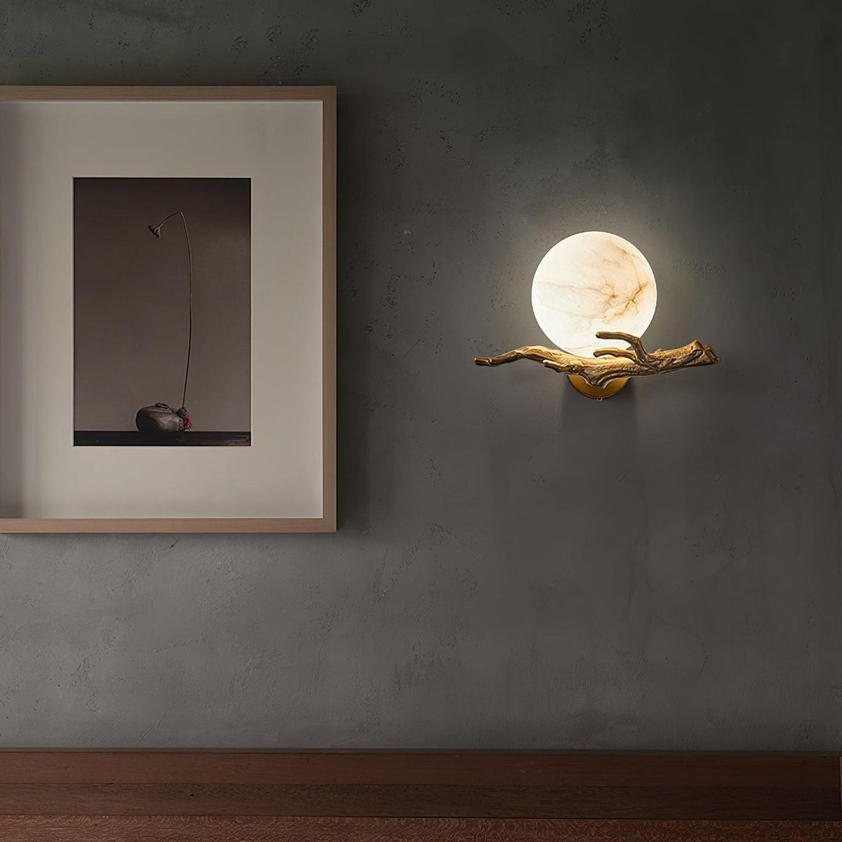 Erixa Retro Twigs messing marmeren wandlamp