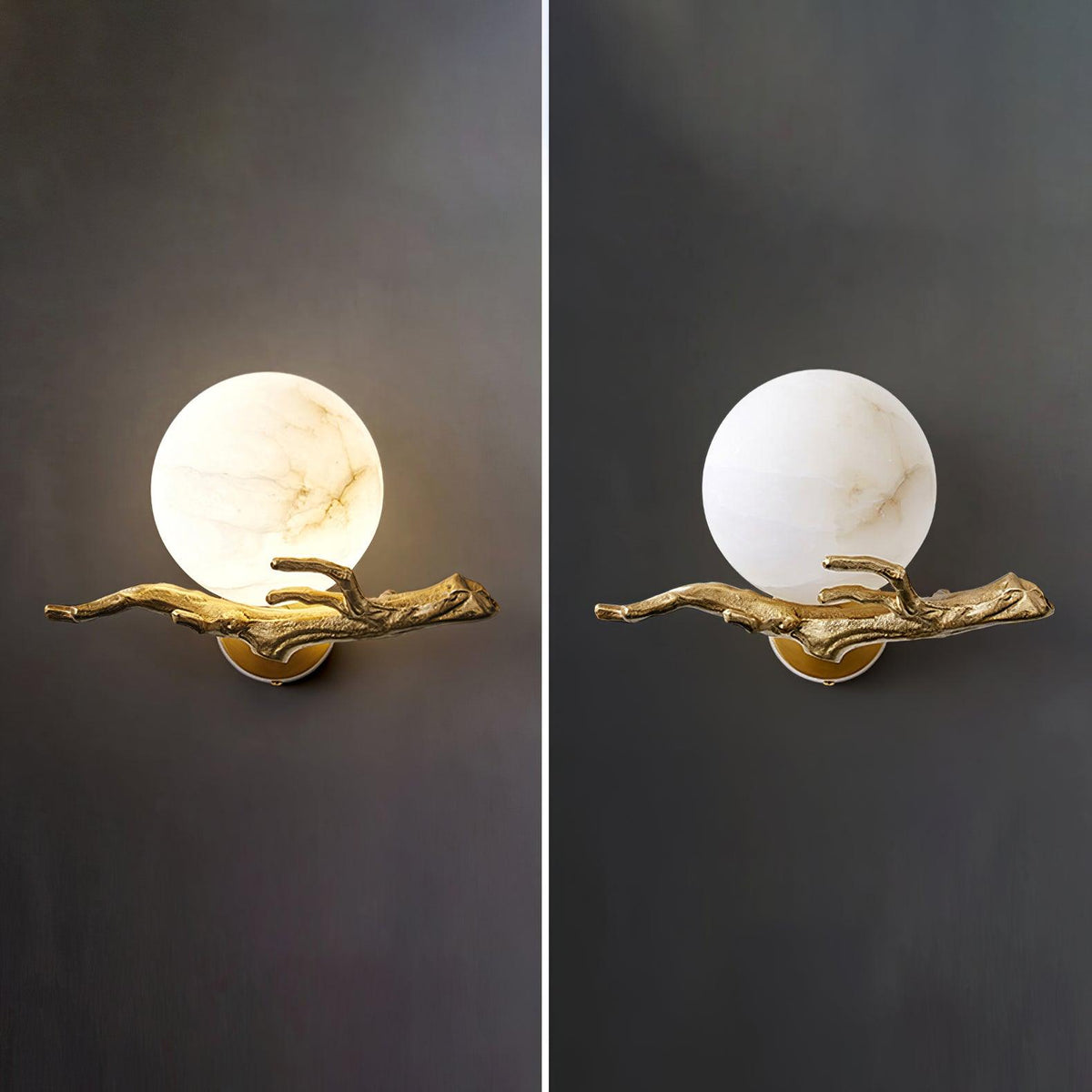 Erixa Retro Twigs messing marmeren wandlamp