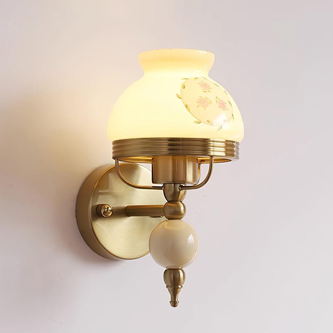 Evia wandlamp met glazen kap en lichtbron voor slaapkamer of gang Retro