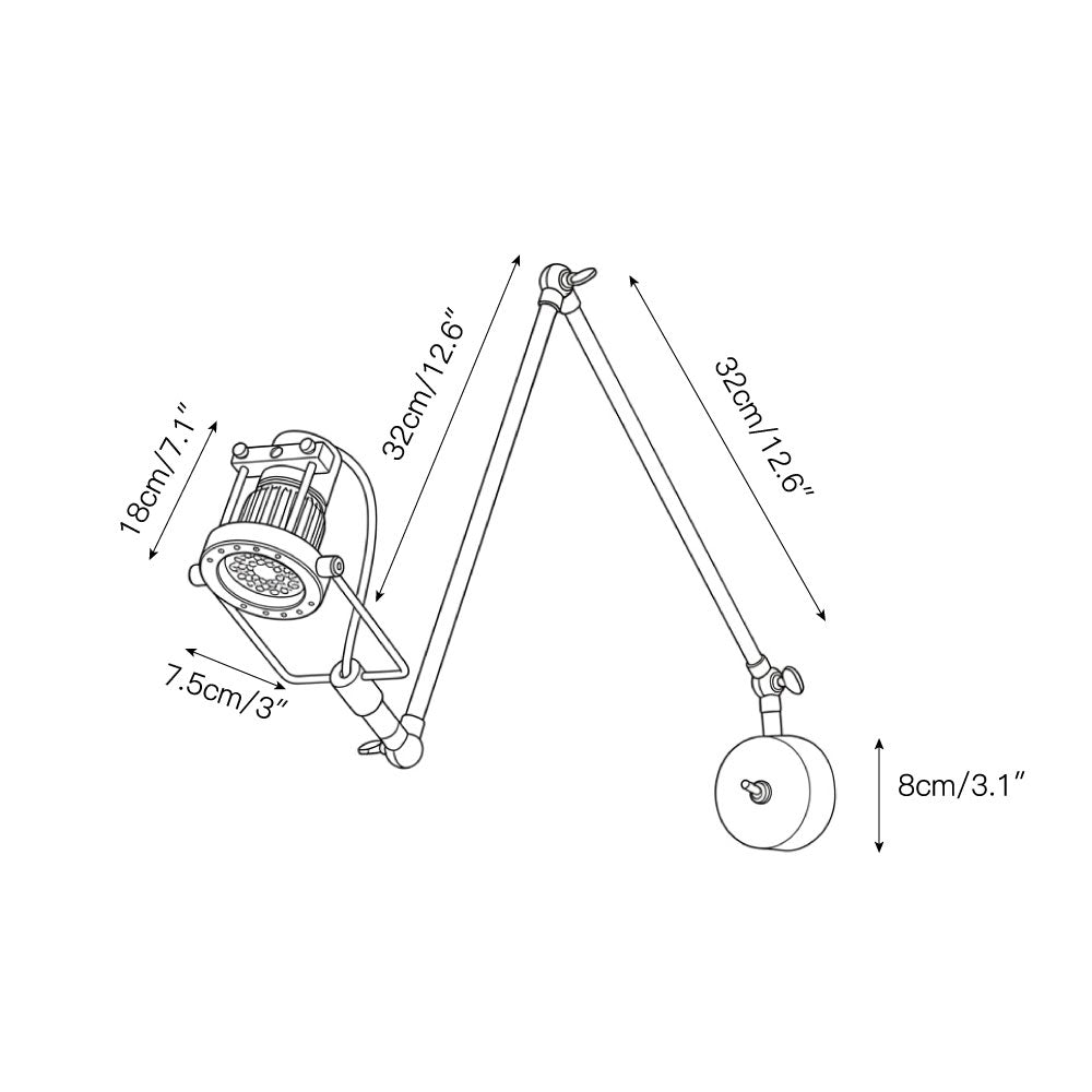 Reznor verstelbare arm wandlamp