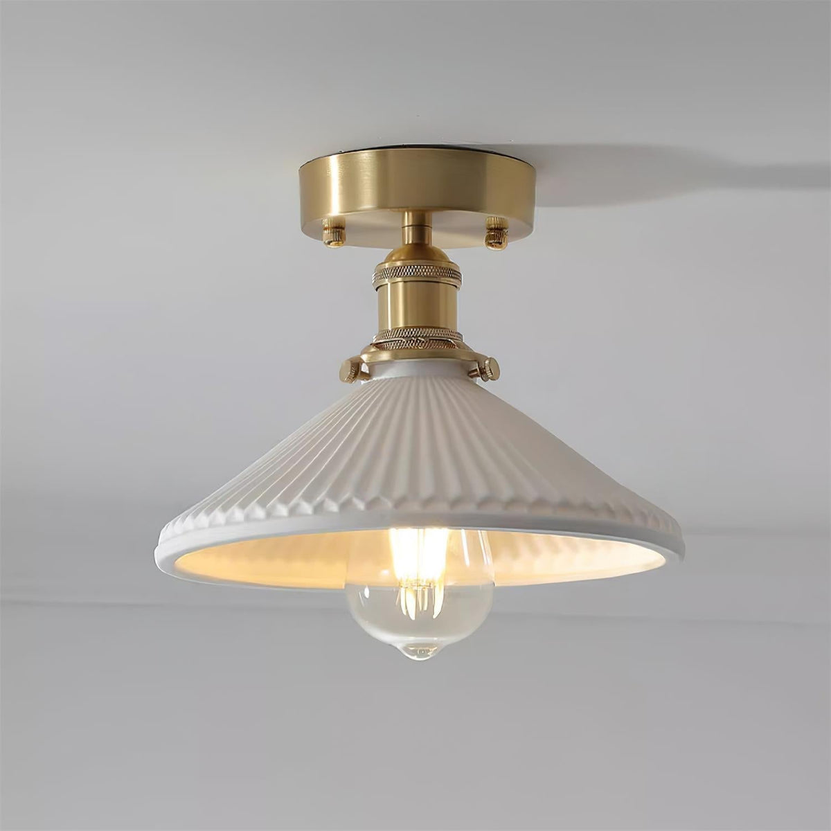 Belmont Vintage messing & keramische plafondlamp