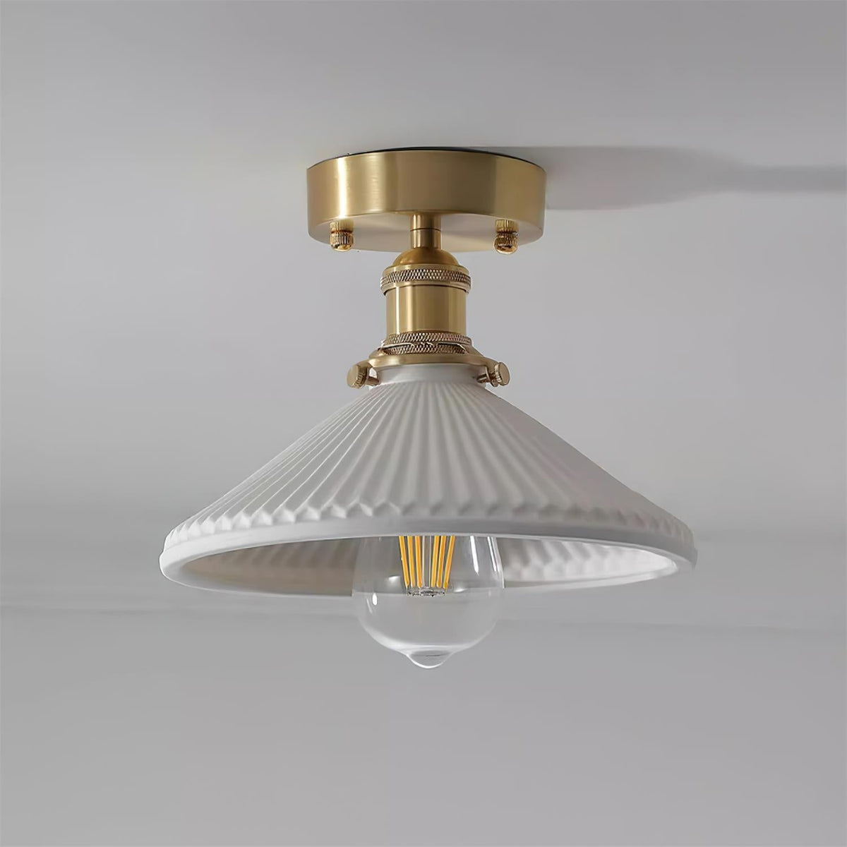Belmont Vintage messing & keramische plafondlamp