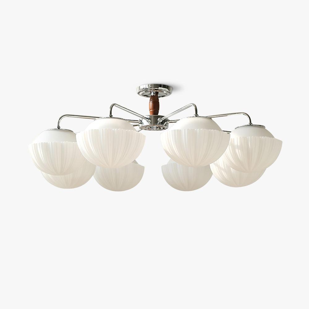 Rinivian Kroonluchter Retro glas chroom Walnoot