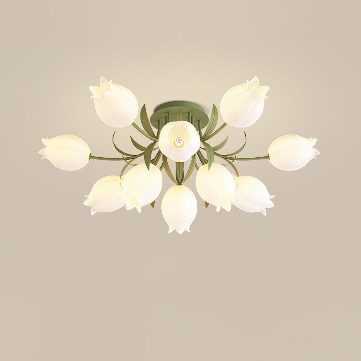 Ivory plafondlamp Lily Flower Blossom Groene Basis
