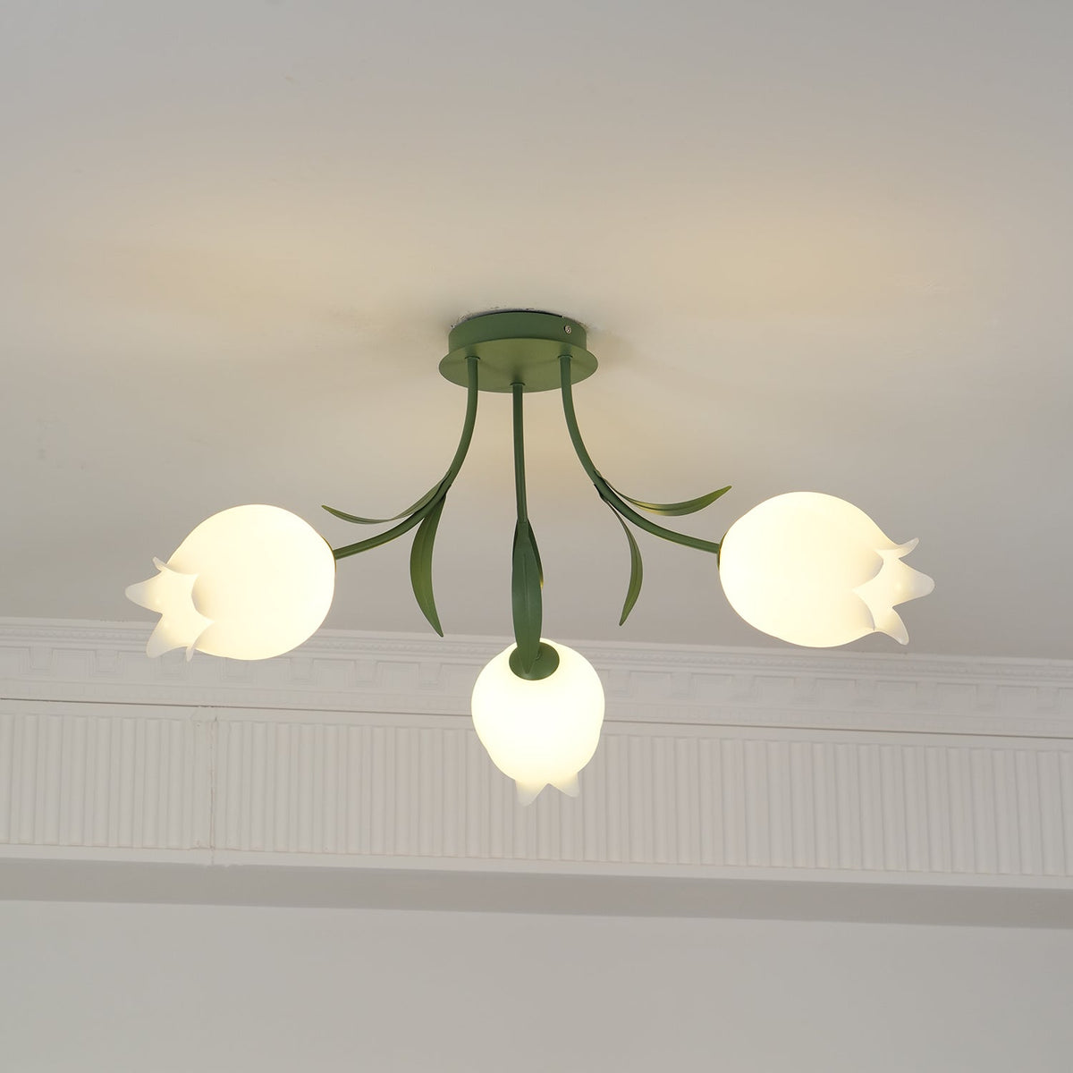 Ivory plafondlamp Lily Flower Blossom Groene Basis