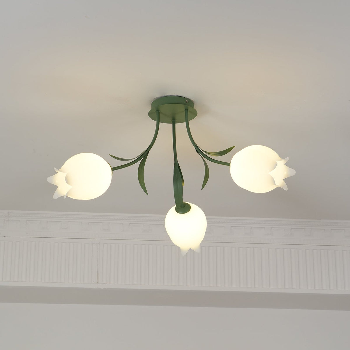 Ivory plafondlamp Lily Flower Blossom Groene Basis