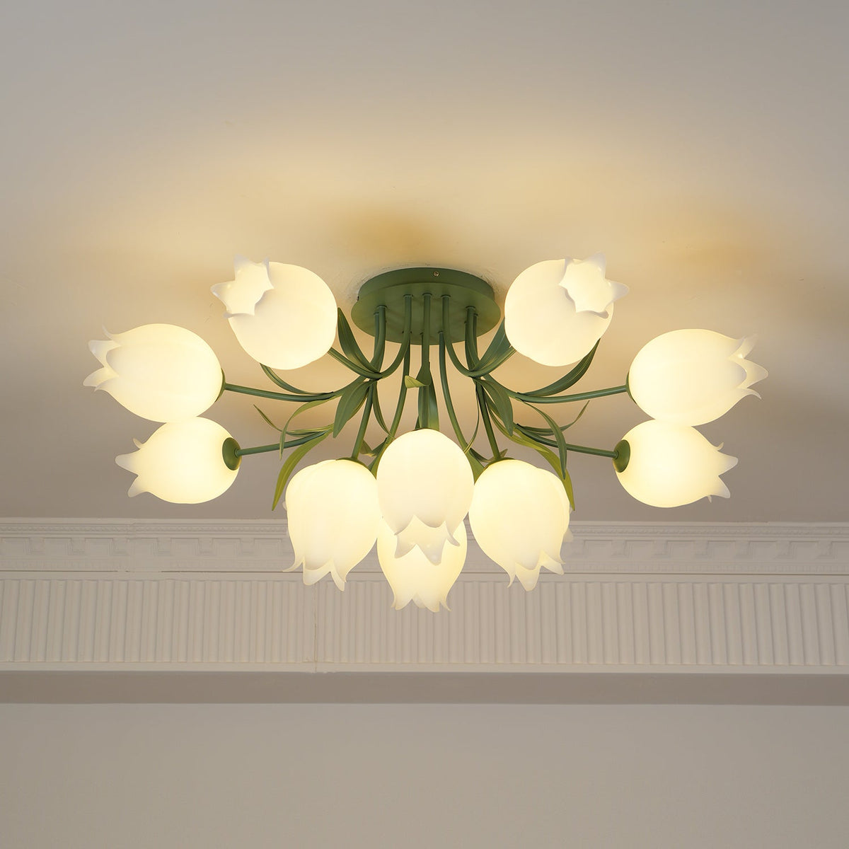 Ivory plafondlamp Lily Flower Blossom Groene Basis