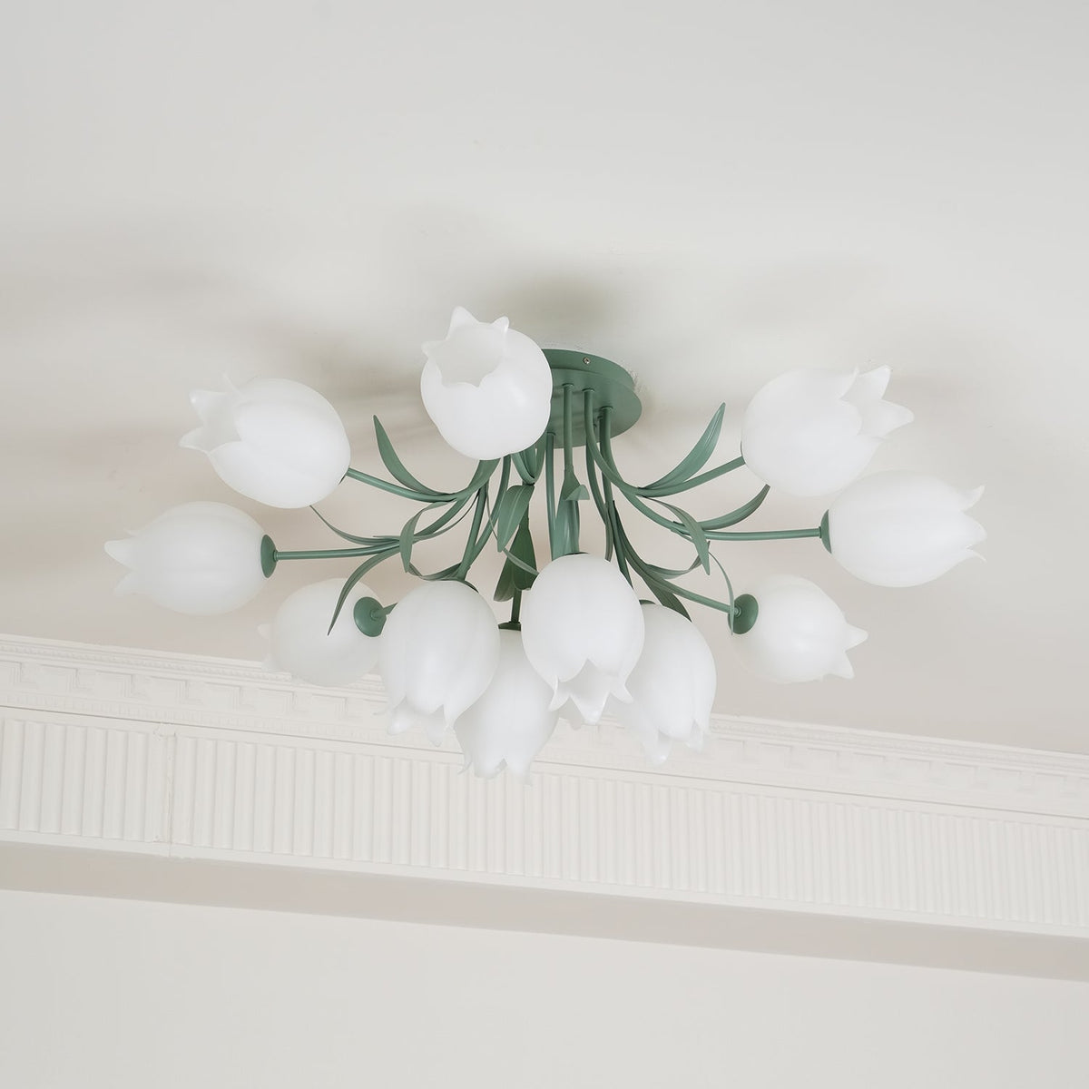 Ivory plafondlamp Lily Flower Blossom Groene Basis