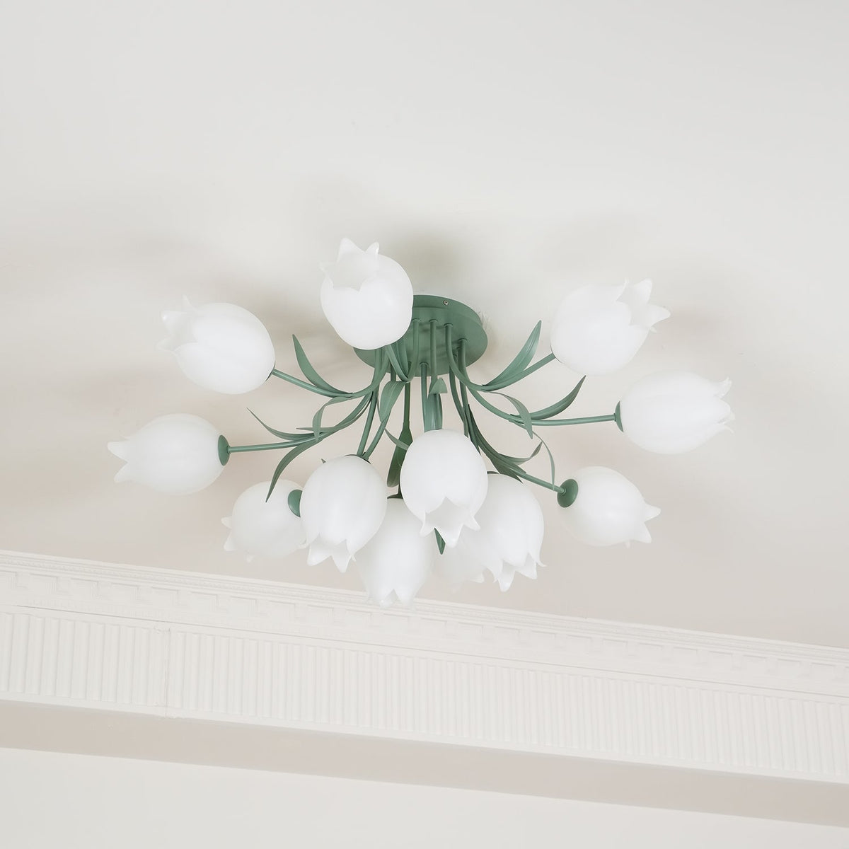 Ivory plafondlamp Lily Flower Blossom Groene Basis