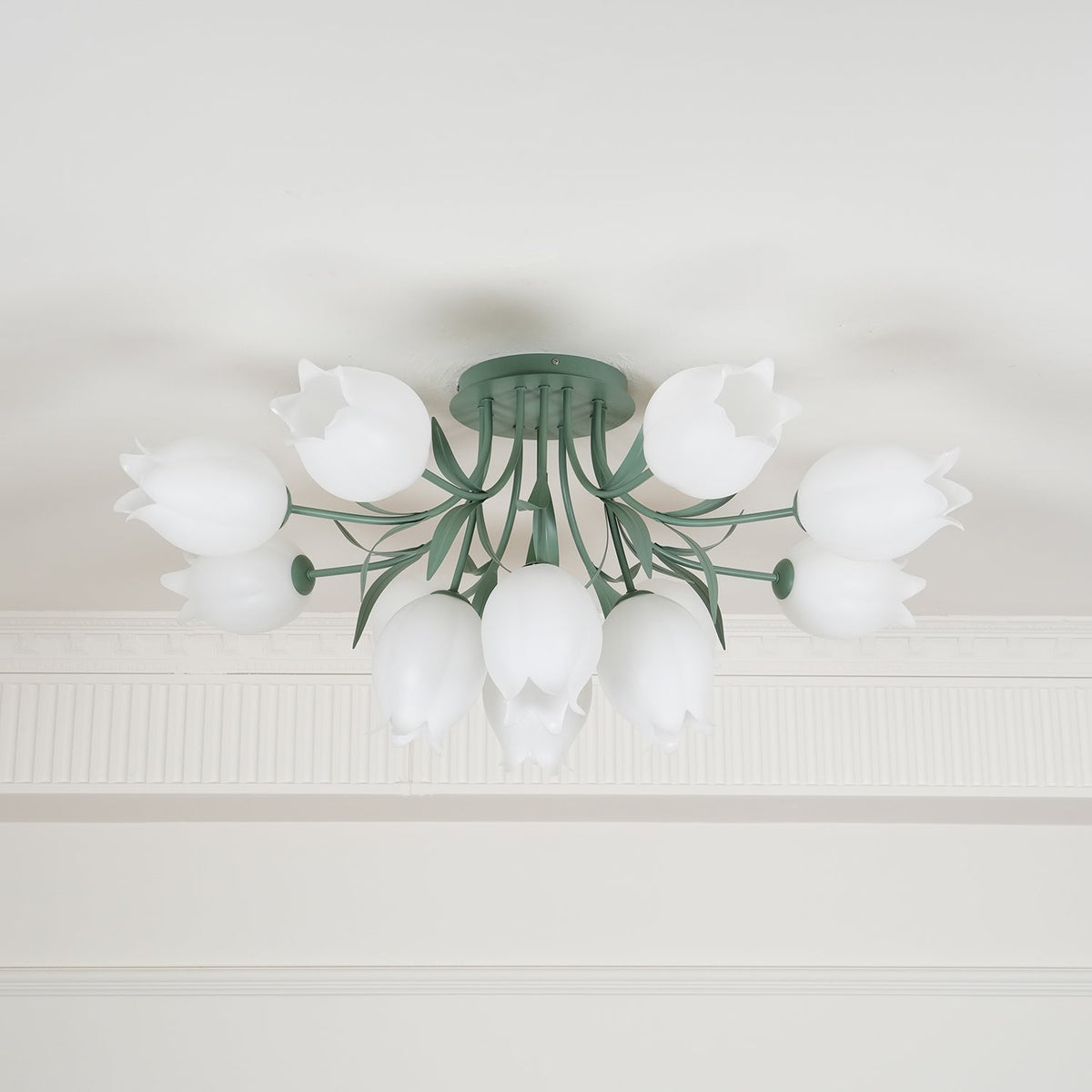 Ivory plafondlamp Lily Flower Blossom Groene Basis