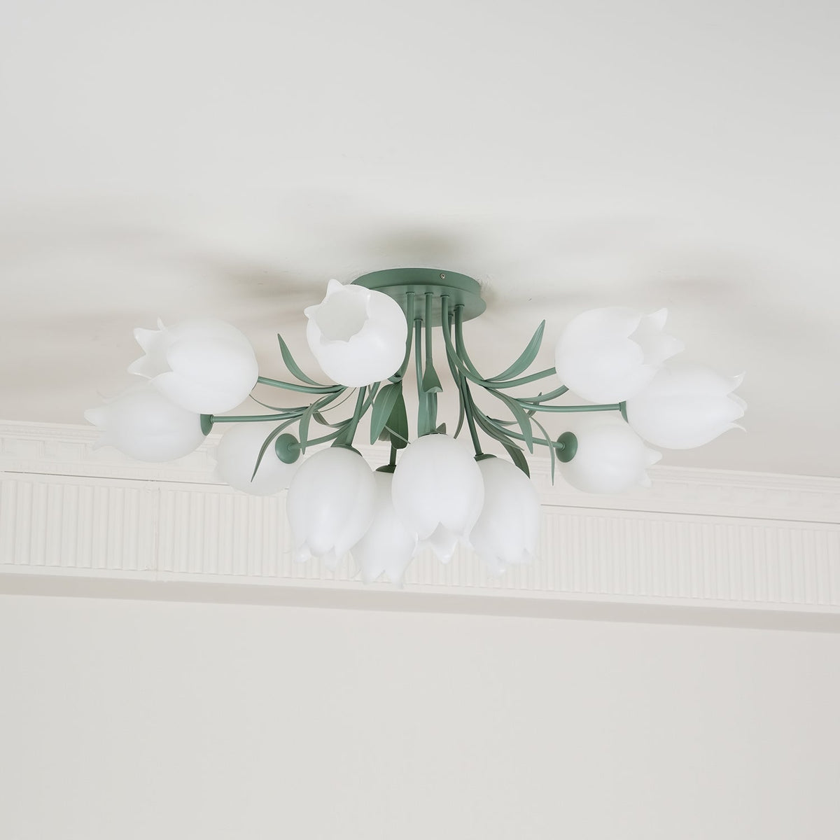 Ivory plafondlamp Lily Flower Blossom Groene Basis