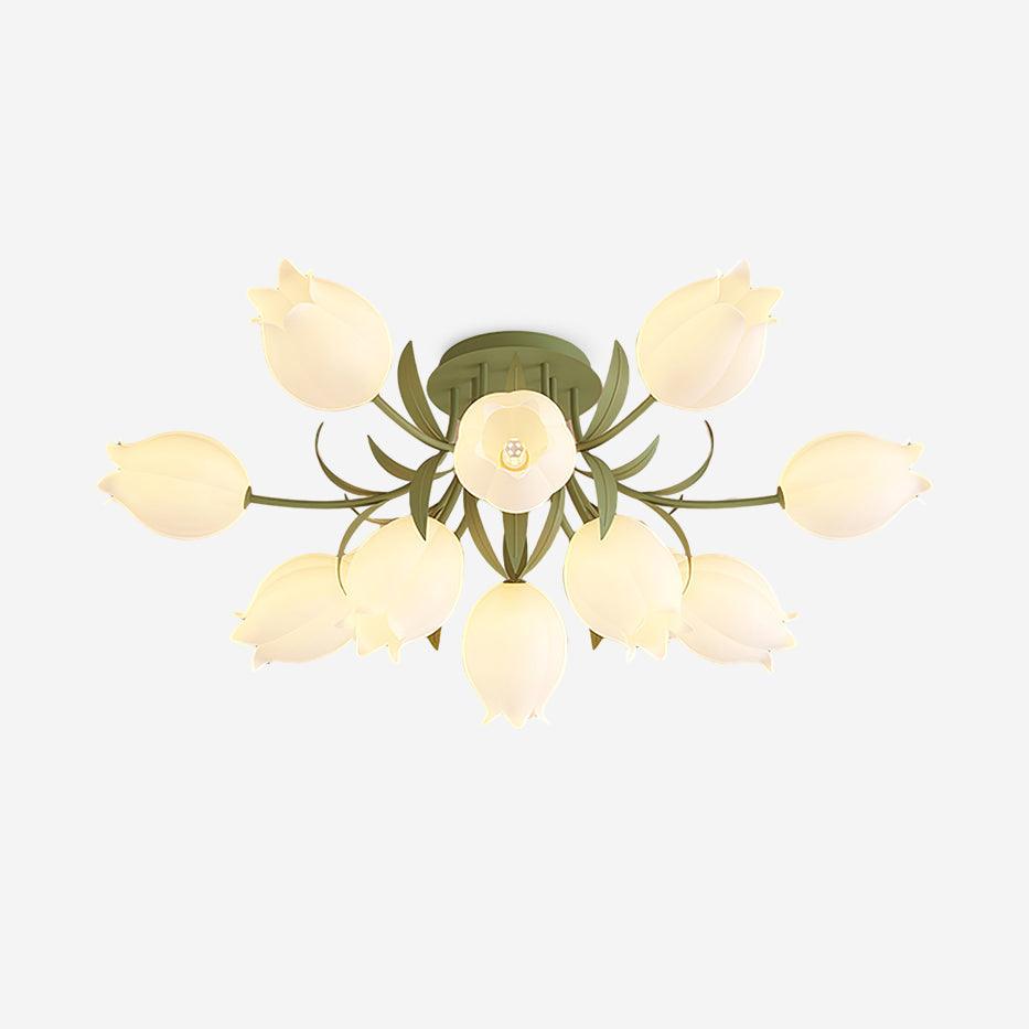 Ivory plafondlamp Lily Flower Blossom Groene Basis