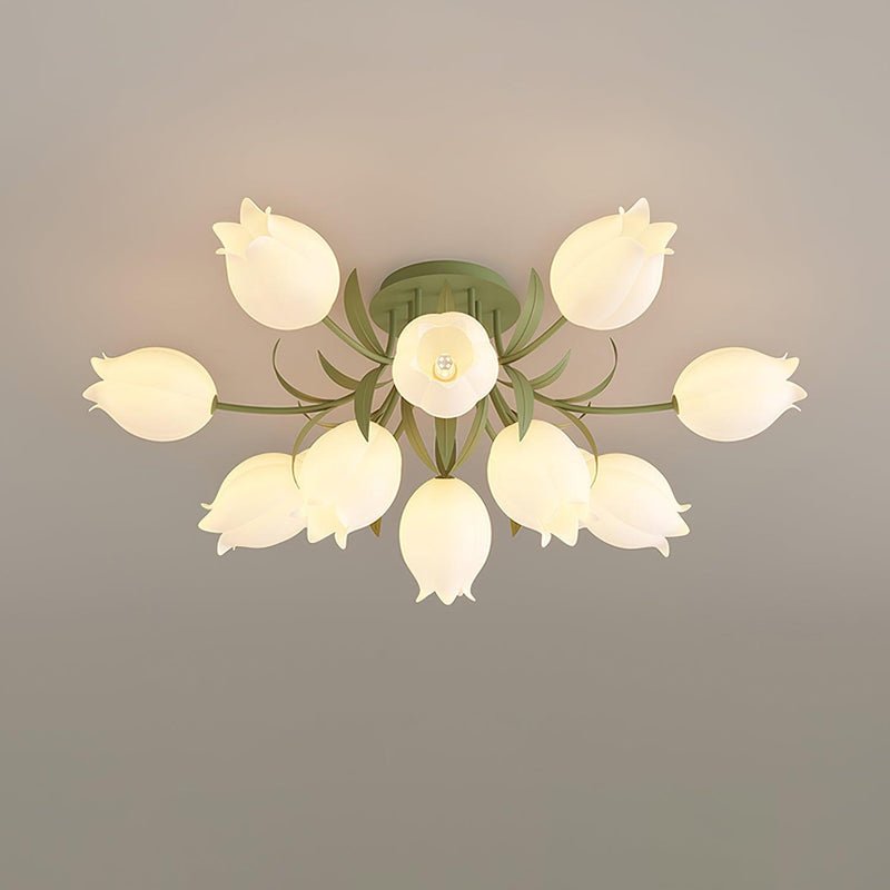 Ivory plafondlamp Lily Flower Blossom Groene Basis