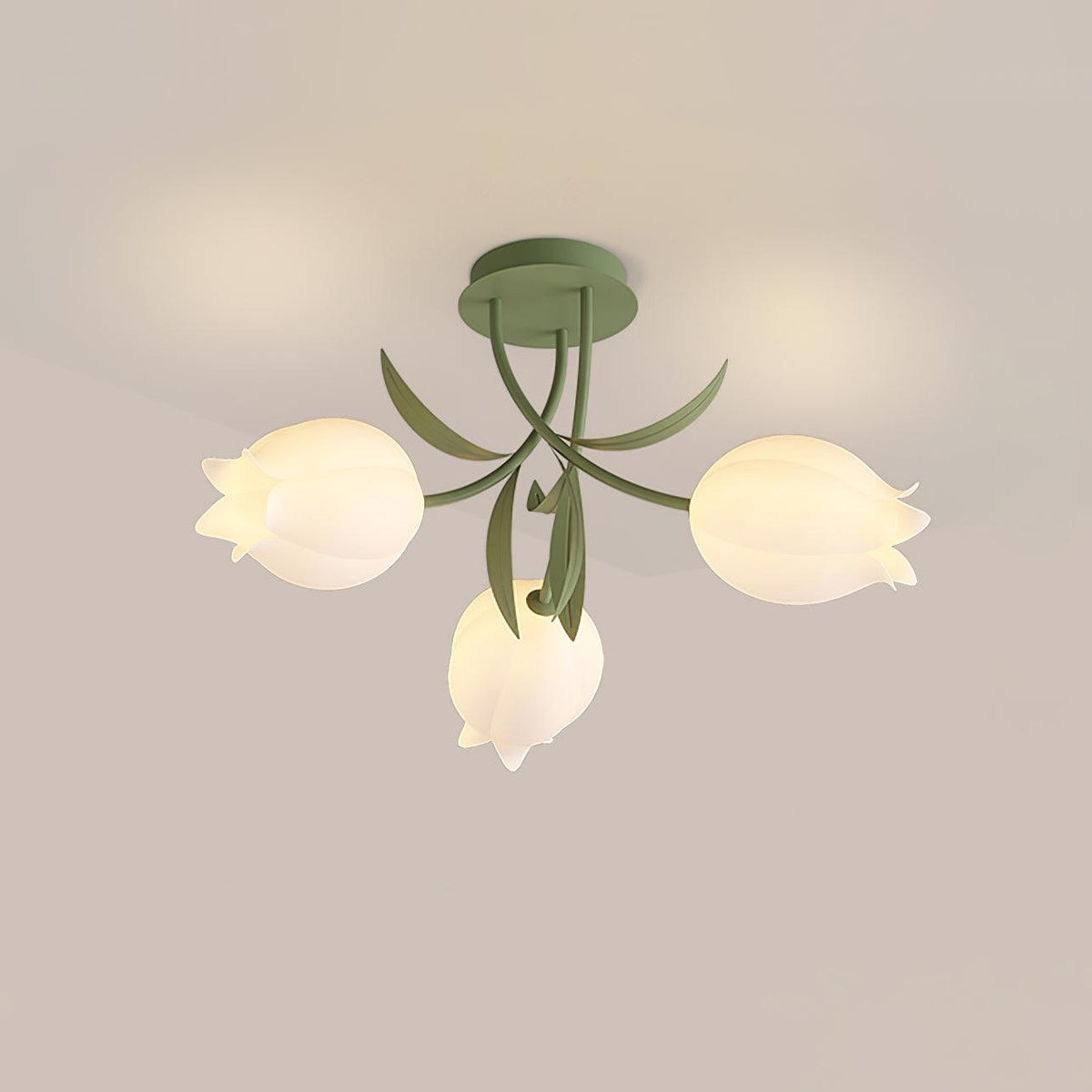 Ivory plafondlamp Lily Flower Blossom Groene Basis