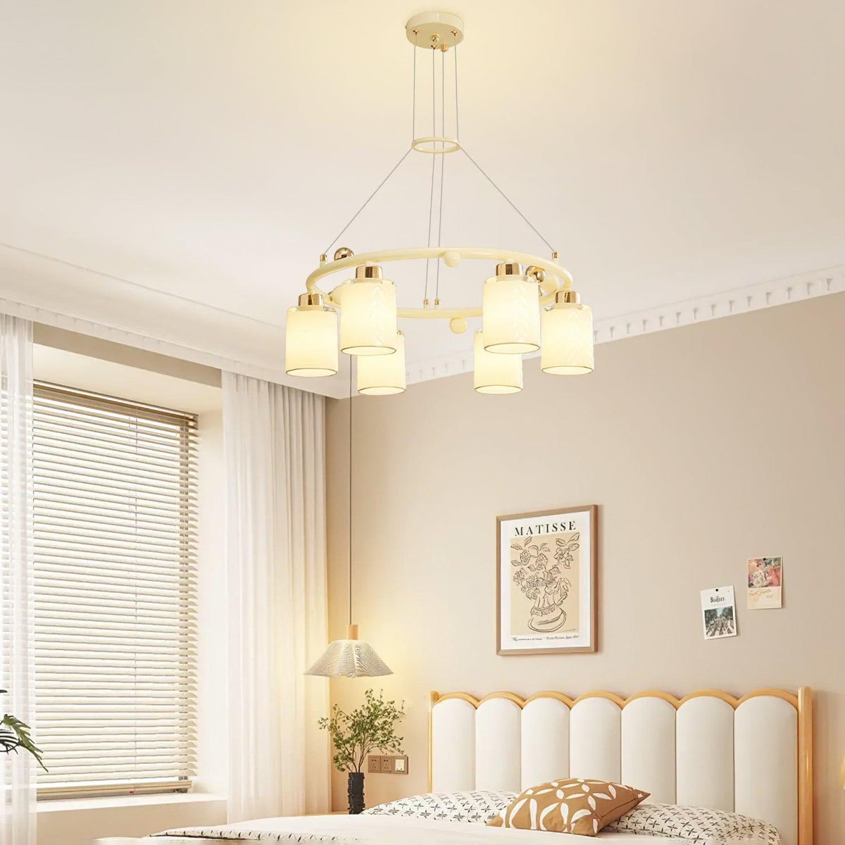Alsile Japandi-stijl kroonluchter met matglas