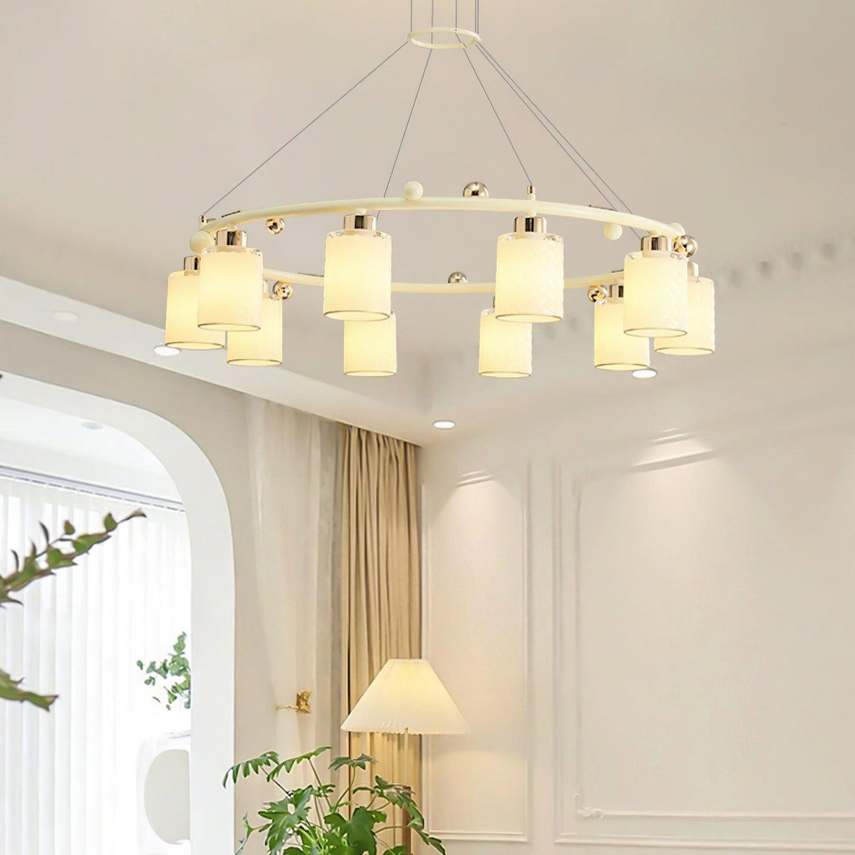 Alsile Japandi-stijl kroonluchter met matglas