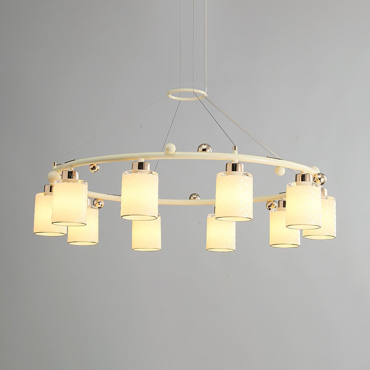 Alsile Japandi-stijl kroonluchter met matglas