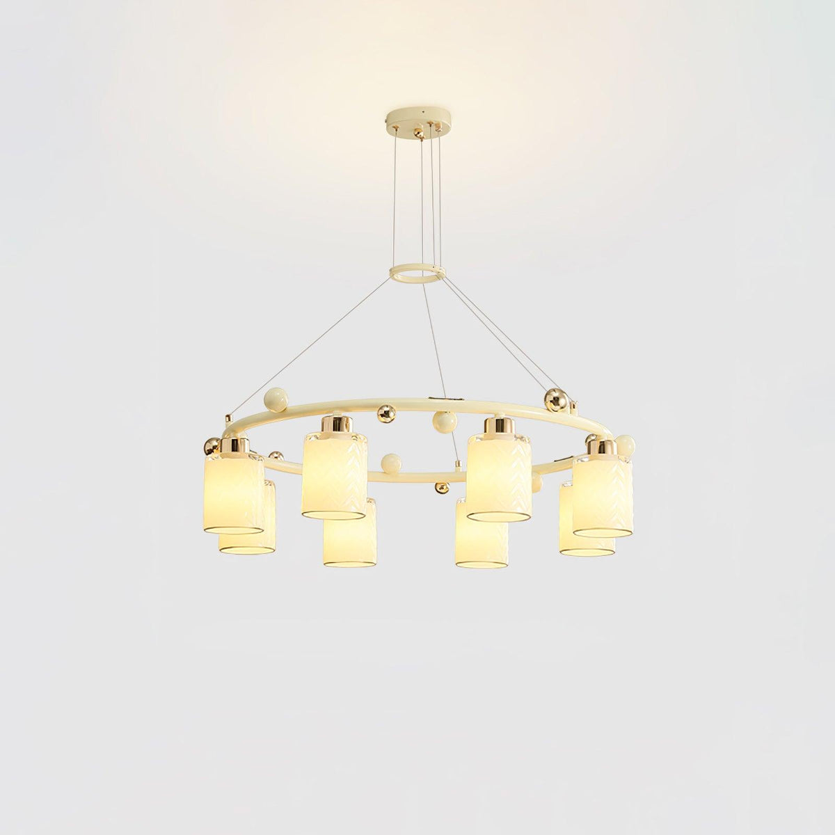 Alsile Japandi-stijl kroonluchter met matglas