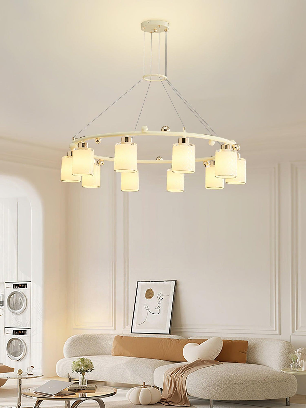 Alsile Japandi-stijl kroonluchter met matglas