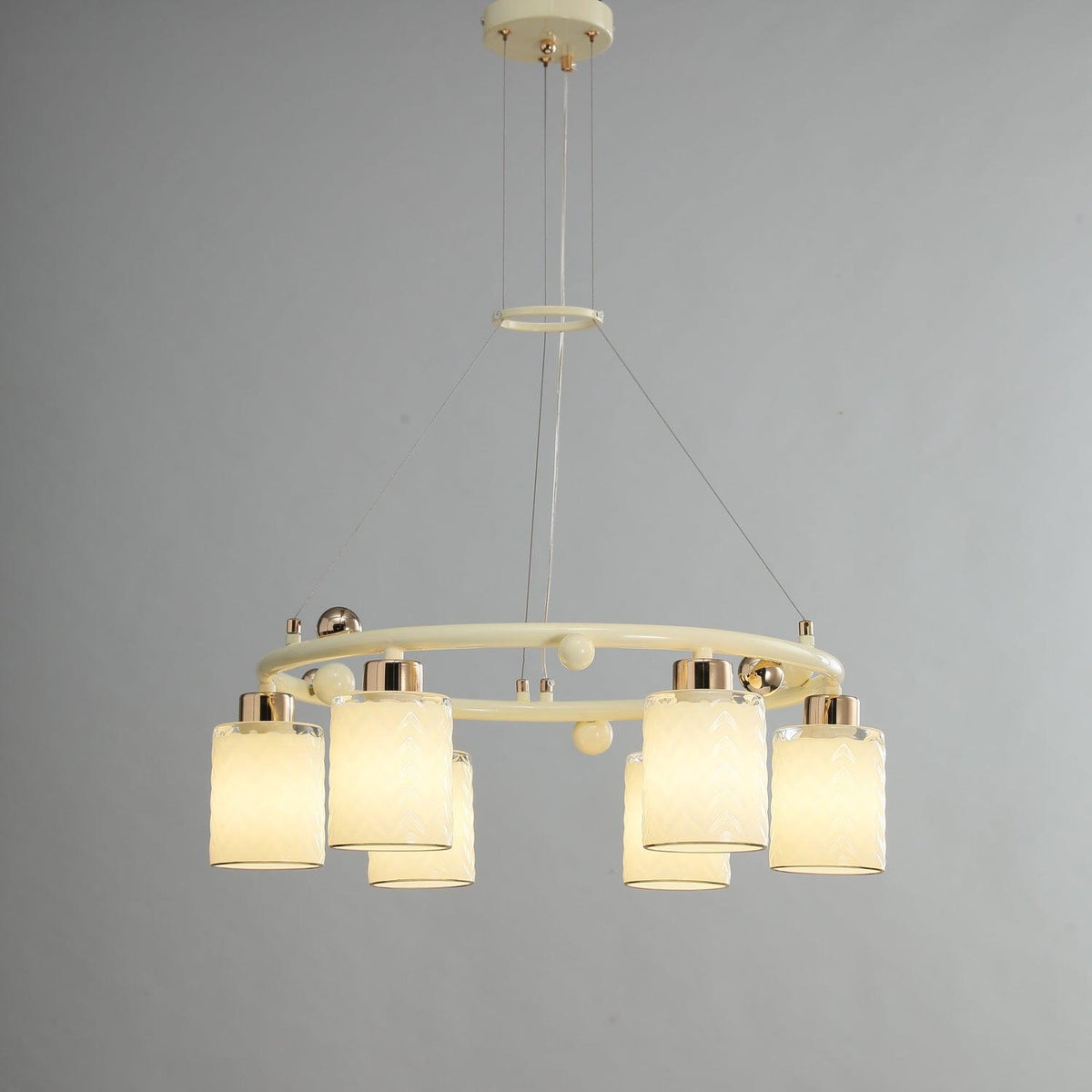 Alsile Japandi-stijl kroonluchter met matglas