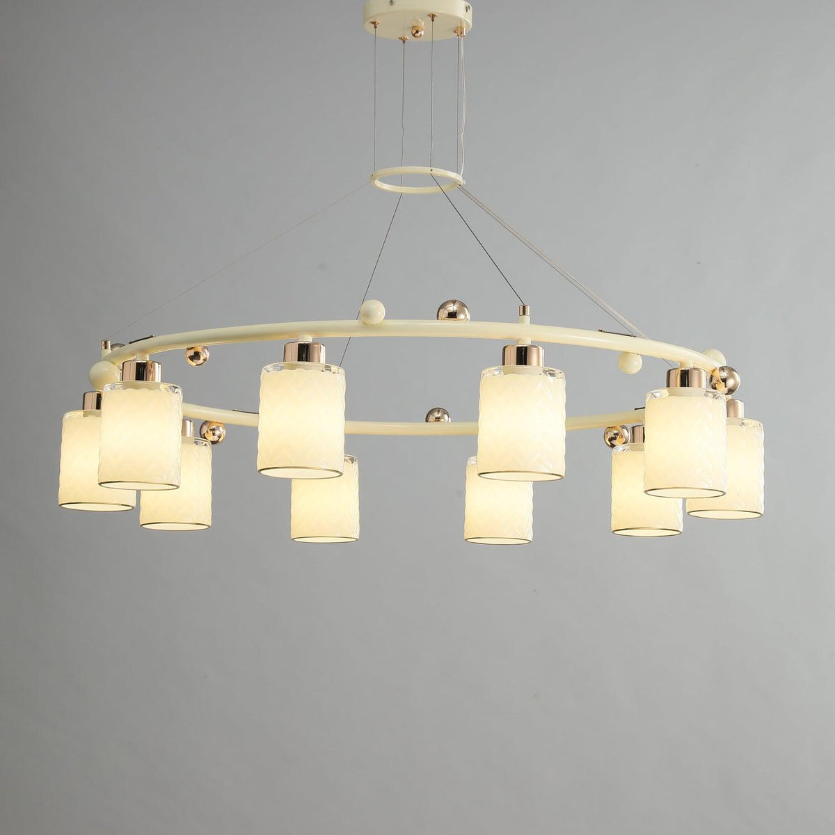 Alsile Japandi-stijl kroonluchter met matglas