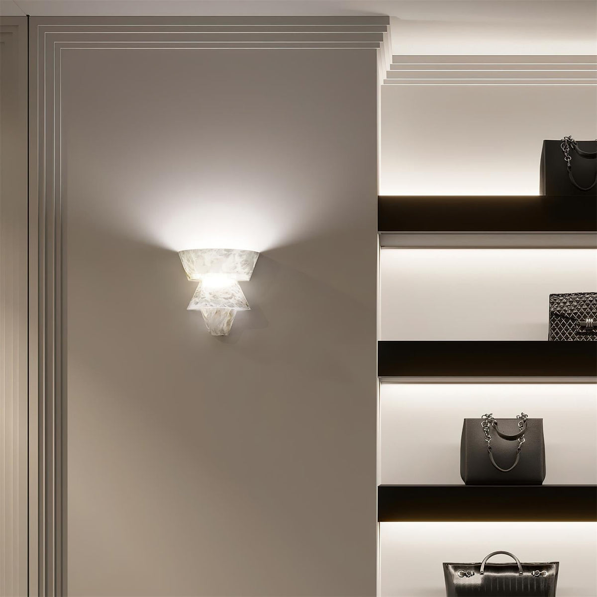 Alvian wandlamp elegante wit albast in lagen