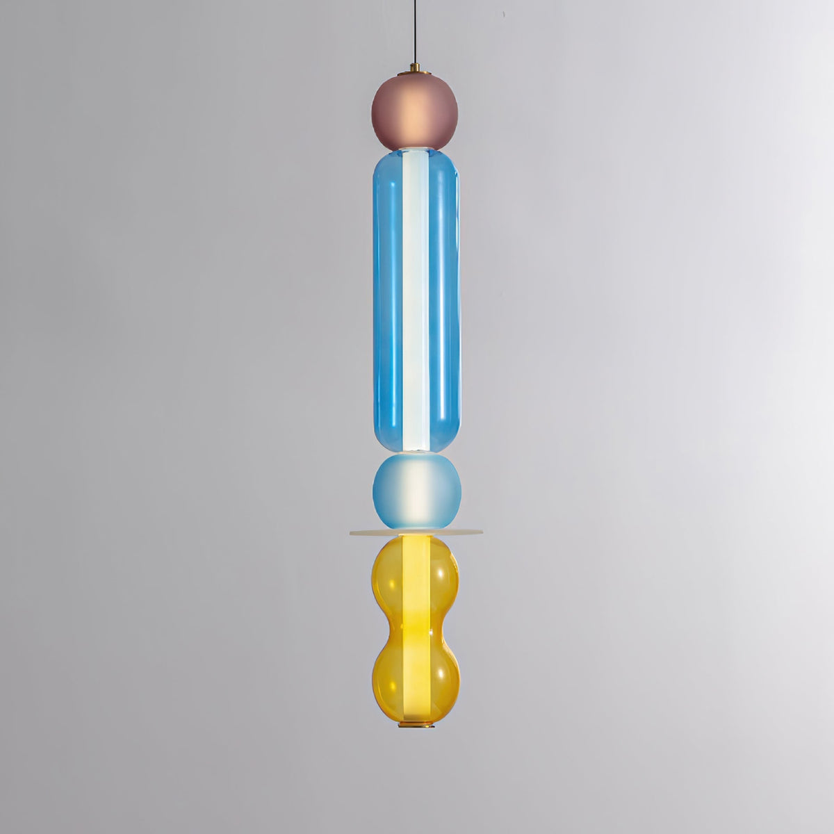 Lioririse hanglamp met gekleurde glas modern
