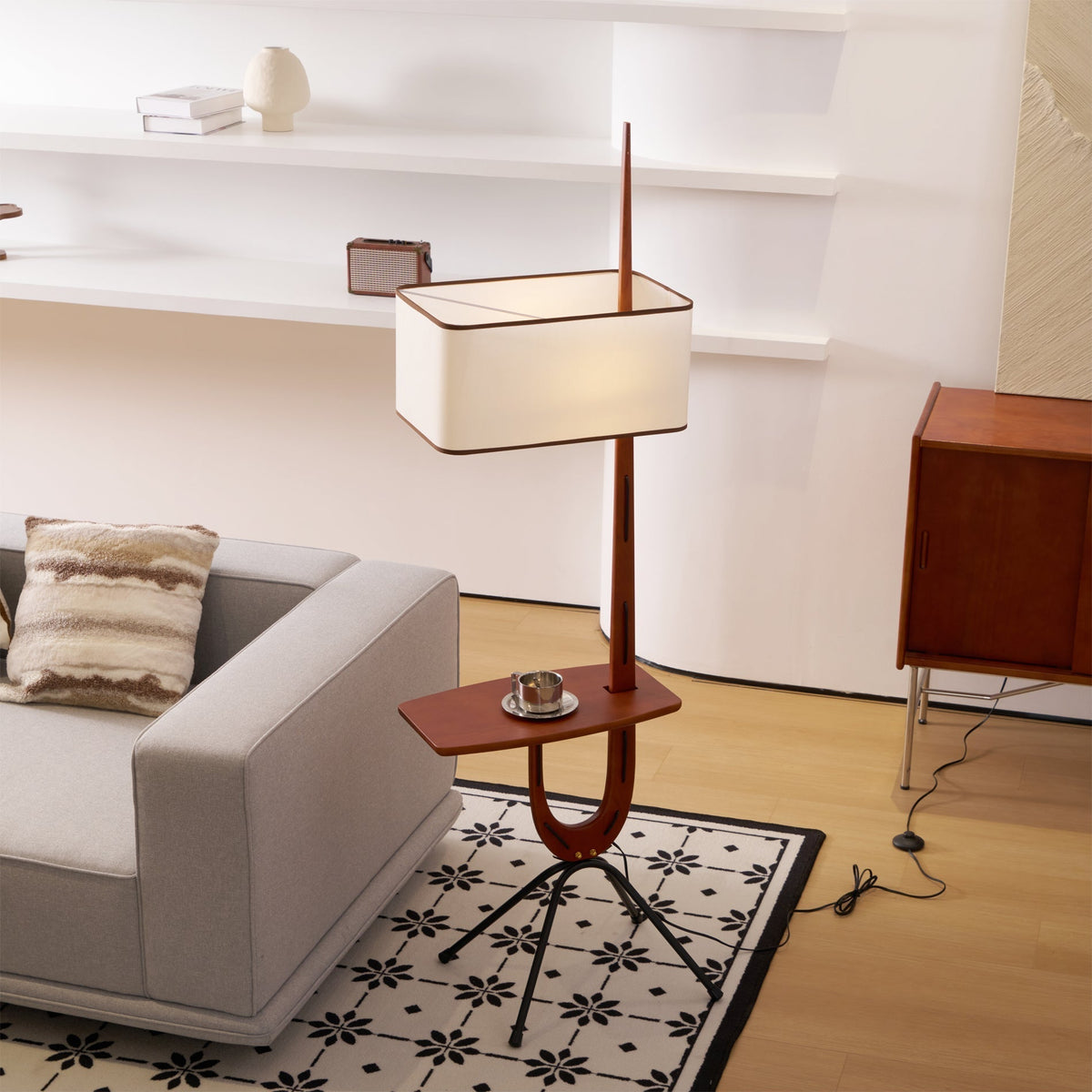 Vemara Mid Century Houten vloerlamp