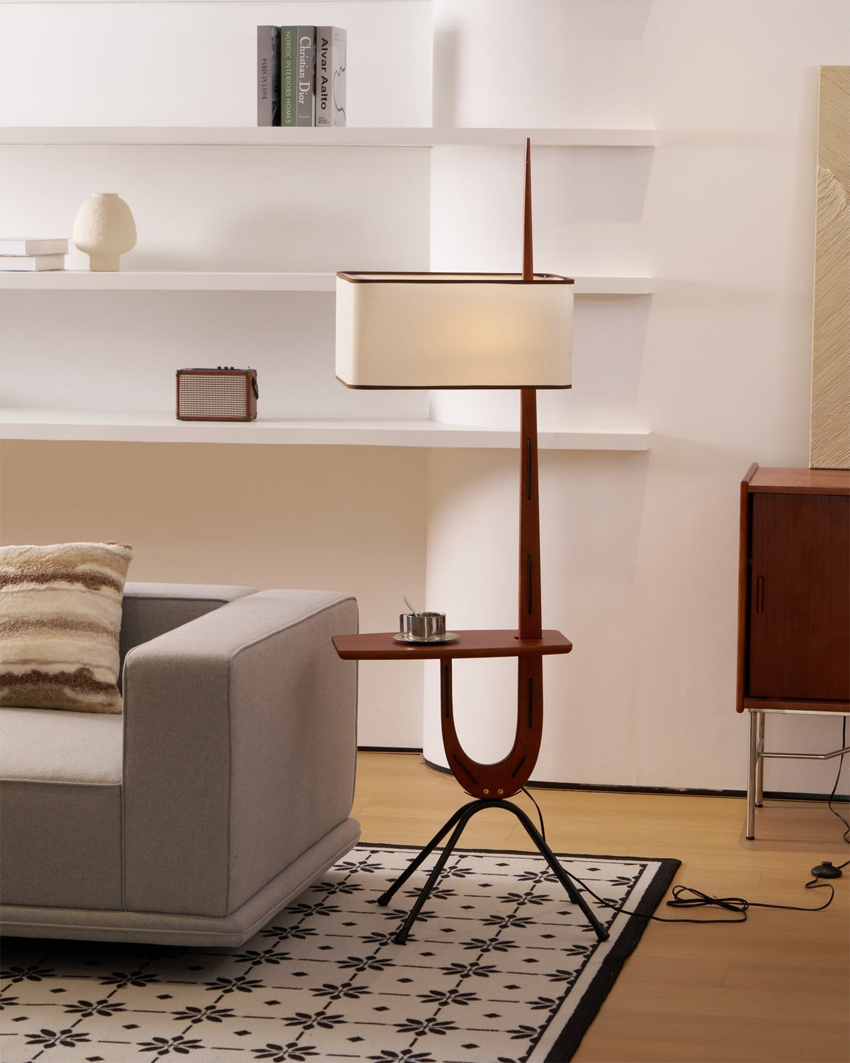 Vemara Mid Century Houten vloerlamp
