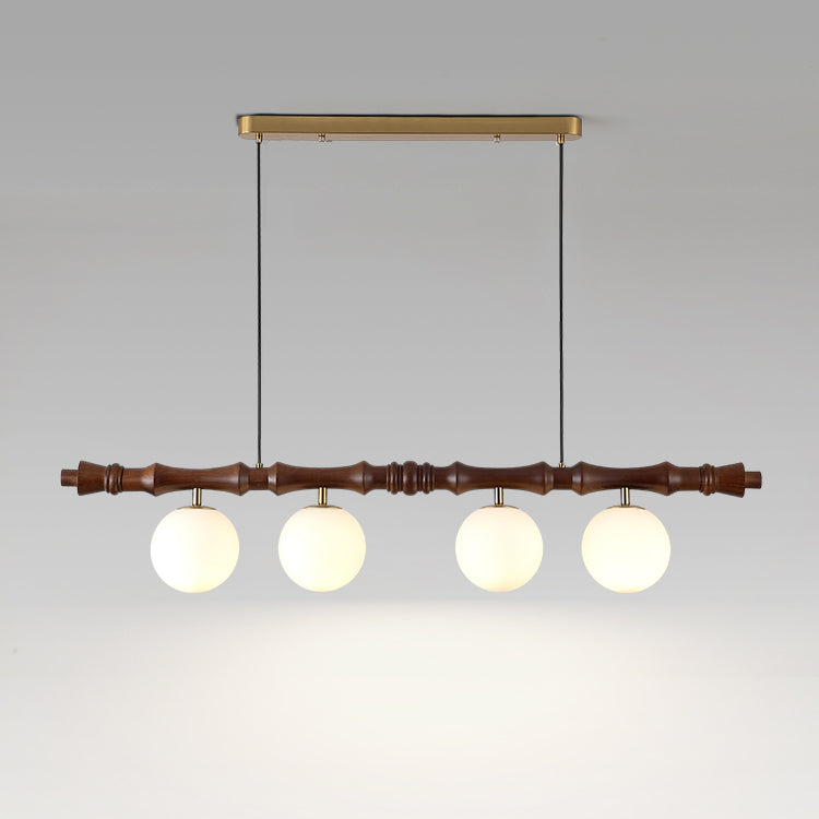 Bivio Lineaire hanglamp van goud en walnoot