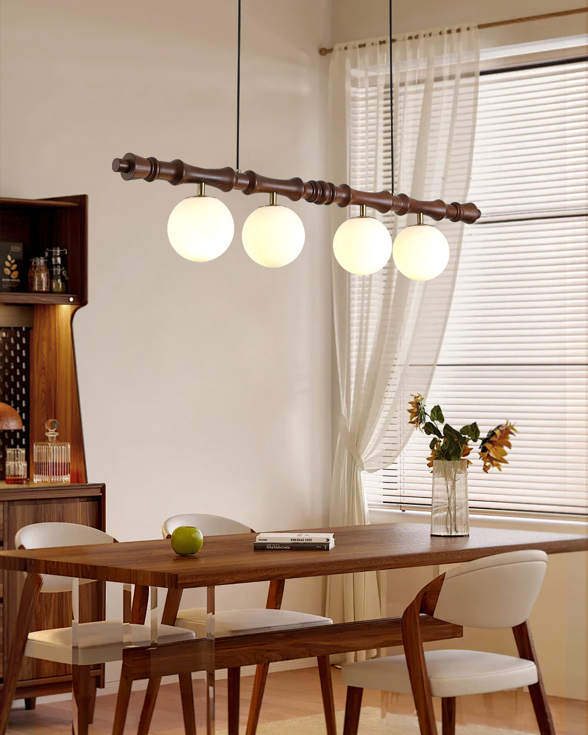 Bivio Lineaire hanglamp van goud en walnoot