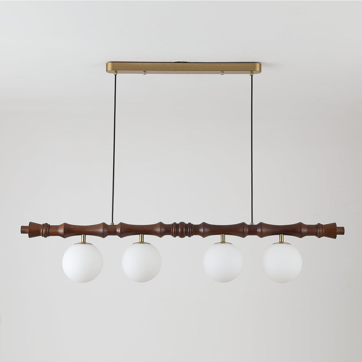 Bivio Lineaire hanglamp van goud en walnoot