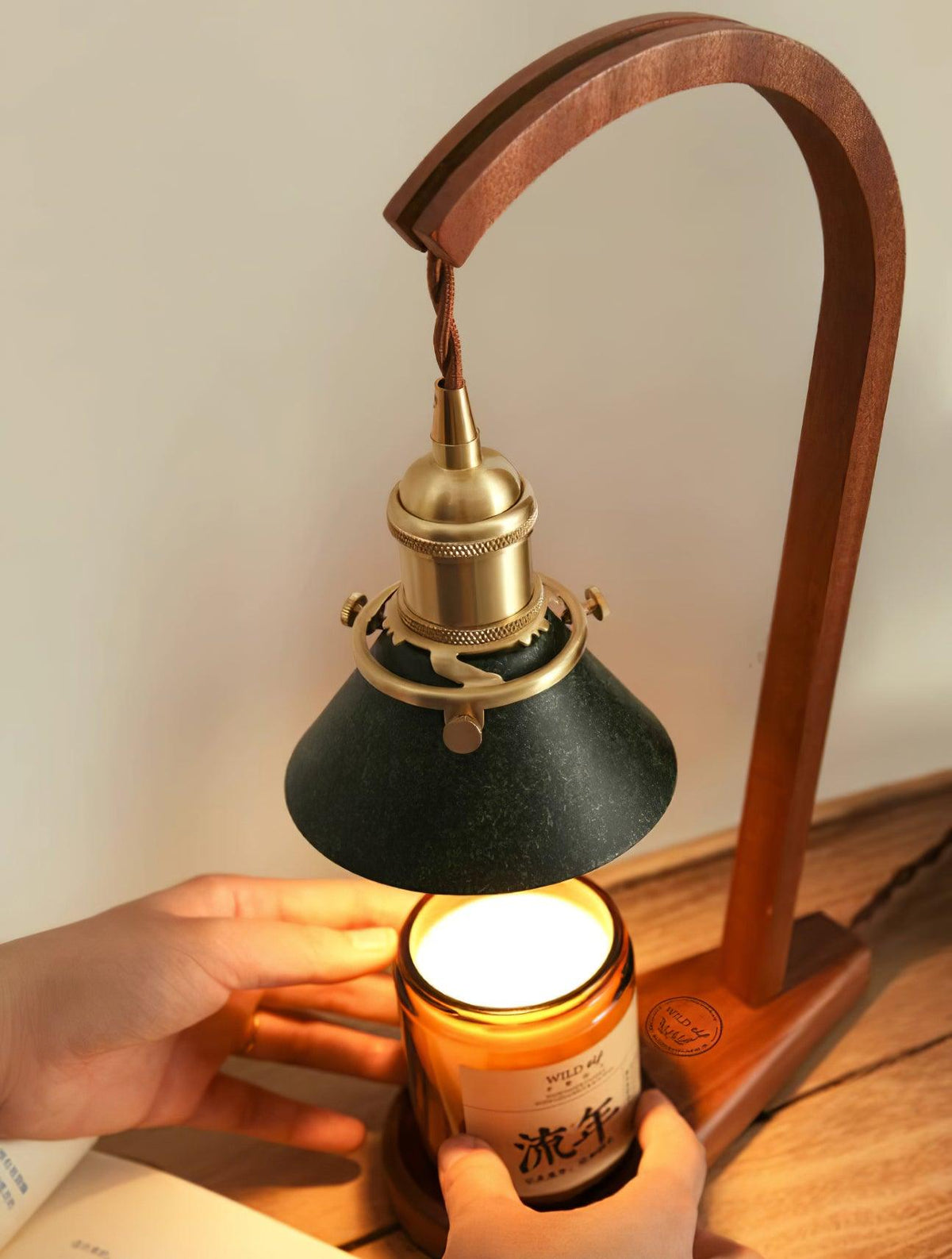 Aldorira Houten tafellamp Mid-Century Modern