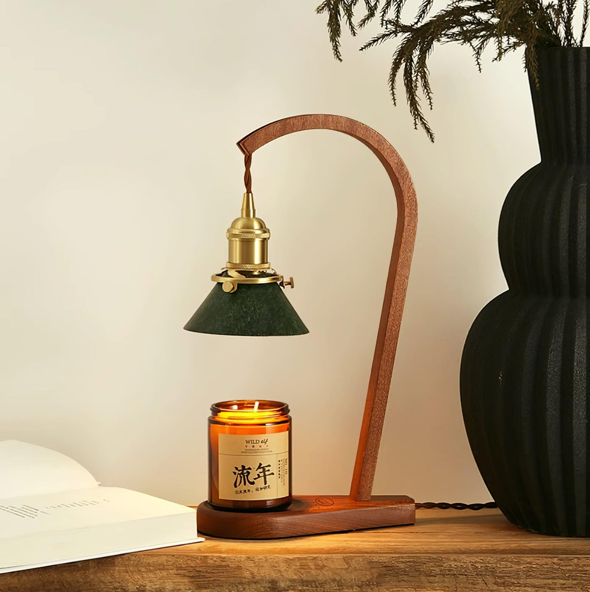 Aldorira Houten tafellamp Mid-Century Modern